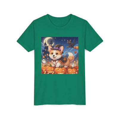 Halloween cute puppy anime style 4 Youth Tee, Short Sleeve T-Shirt, Kids Halloween Apparel, Cute Dog Tee, Fall Outfit for Children