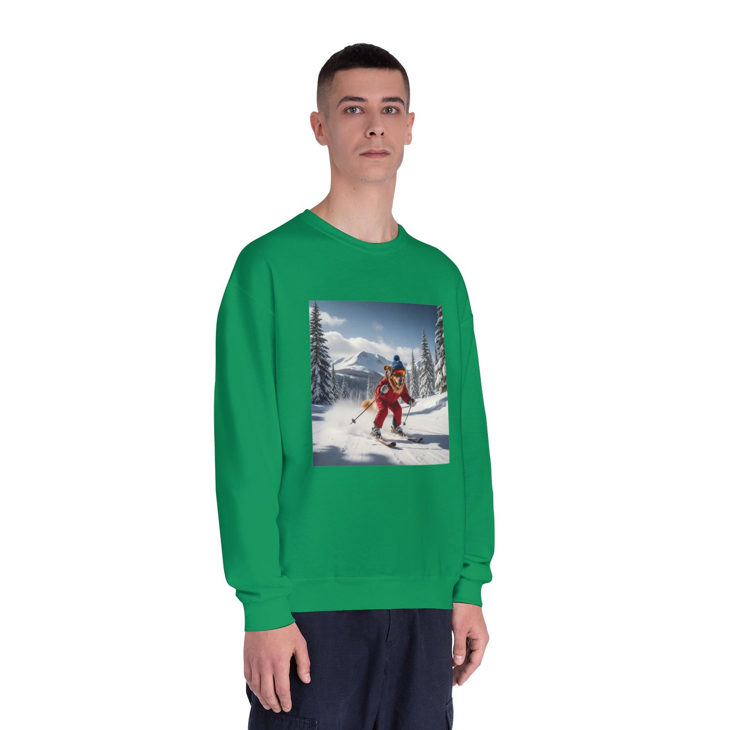 Skiing Dog Graphic Unisex NuBlend Crewneck Sweatshirt