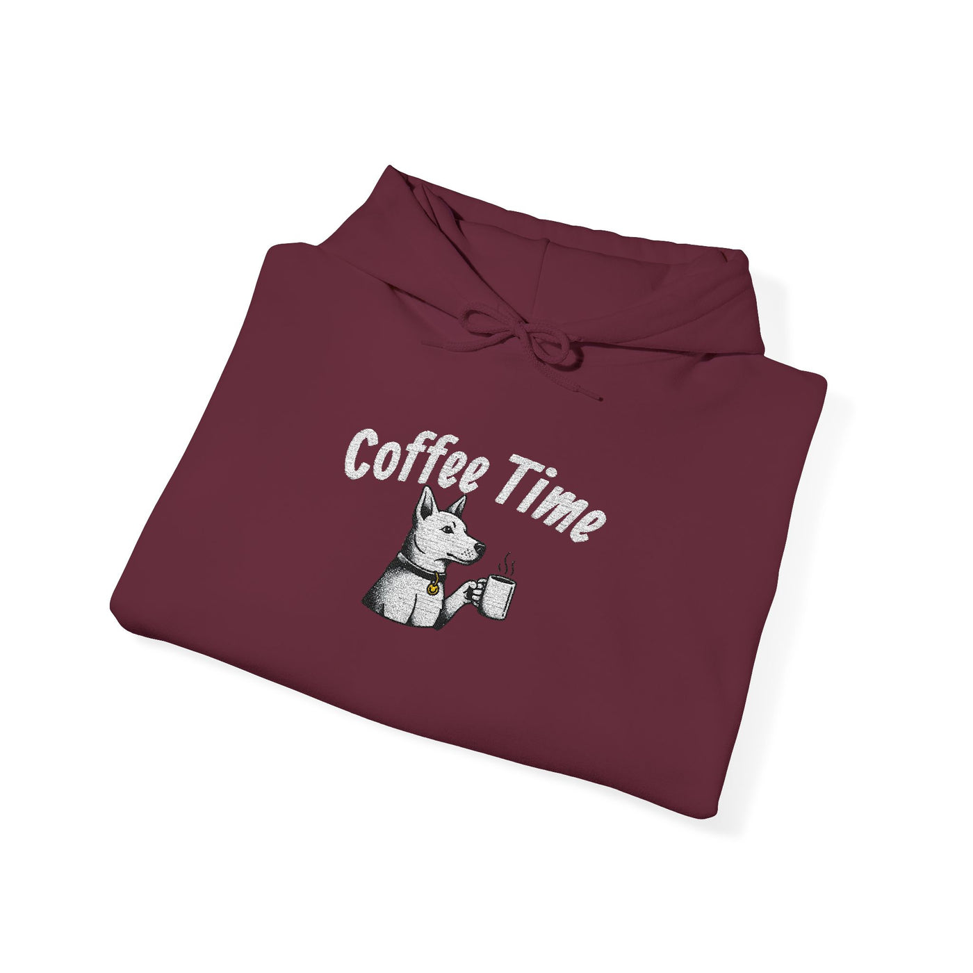 Coffee Time Dog Embroidered style 1 Unisex Pullover Hoodie