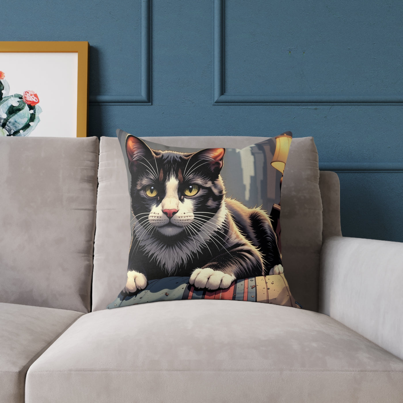 Cat Art style 1 Pillow, Pet Lover Gift, Home Decor, Animal Lover Cushion, Custom Pet Pillow