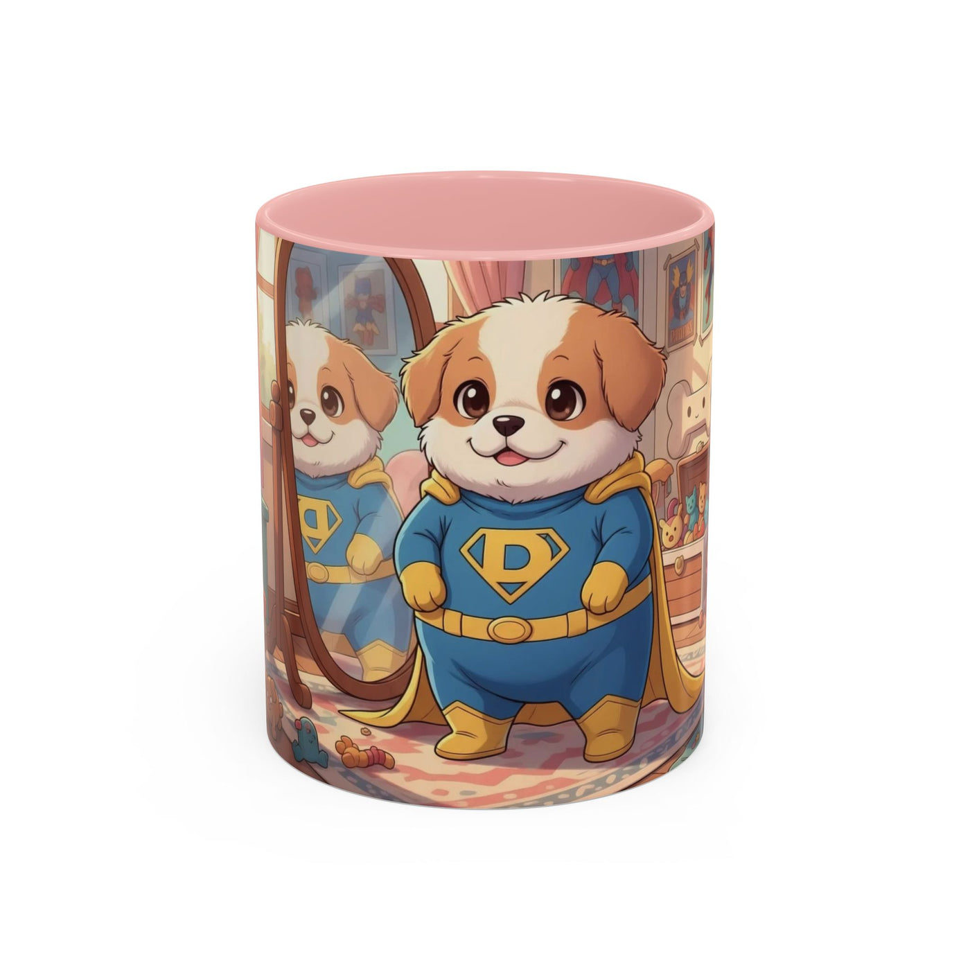 Super Pup Coffee Mug - Cute Puppy in Superhero Costume Accent Mug 11oz