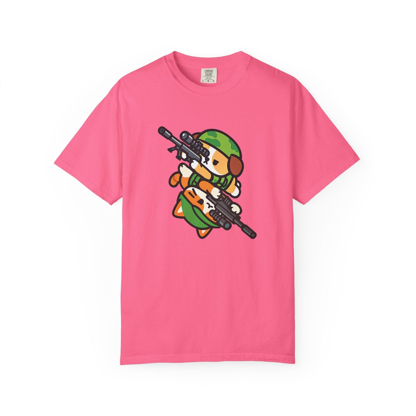Cute Soldier Sniper Dog & Cat Unisex Graphic T-Shirt