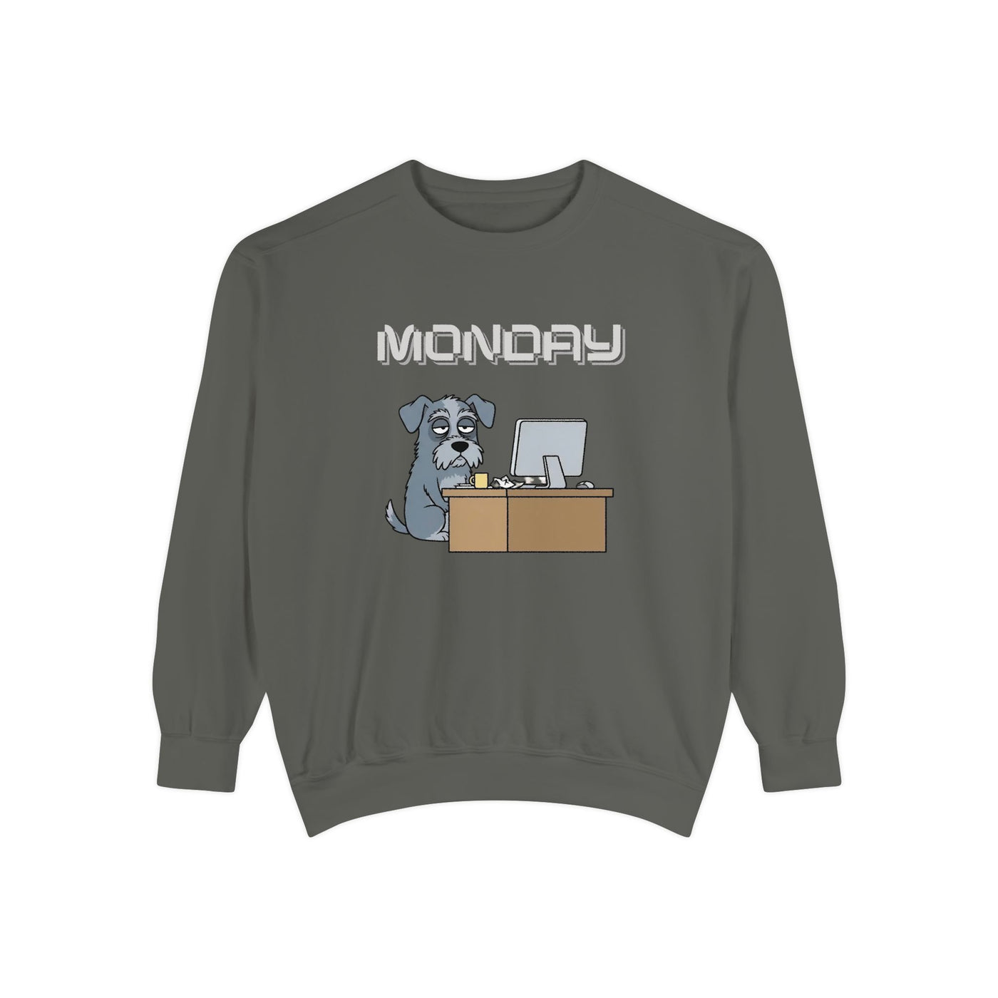 Monday Face Dog Stares Blankly Unisex Crewneck Sweatshirt style 2