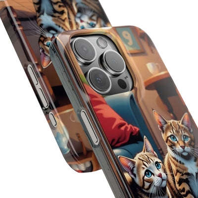 Cute Cats Slim Phone Case comic style 1, Cat Lover Gift, Impact-Resistant iPhone Case, Funny Pet Accessory, Unique Animal Design