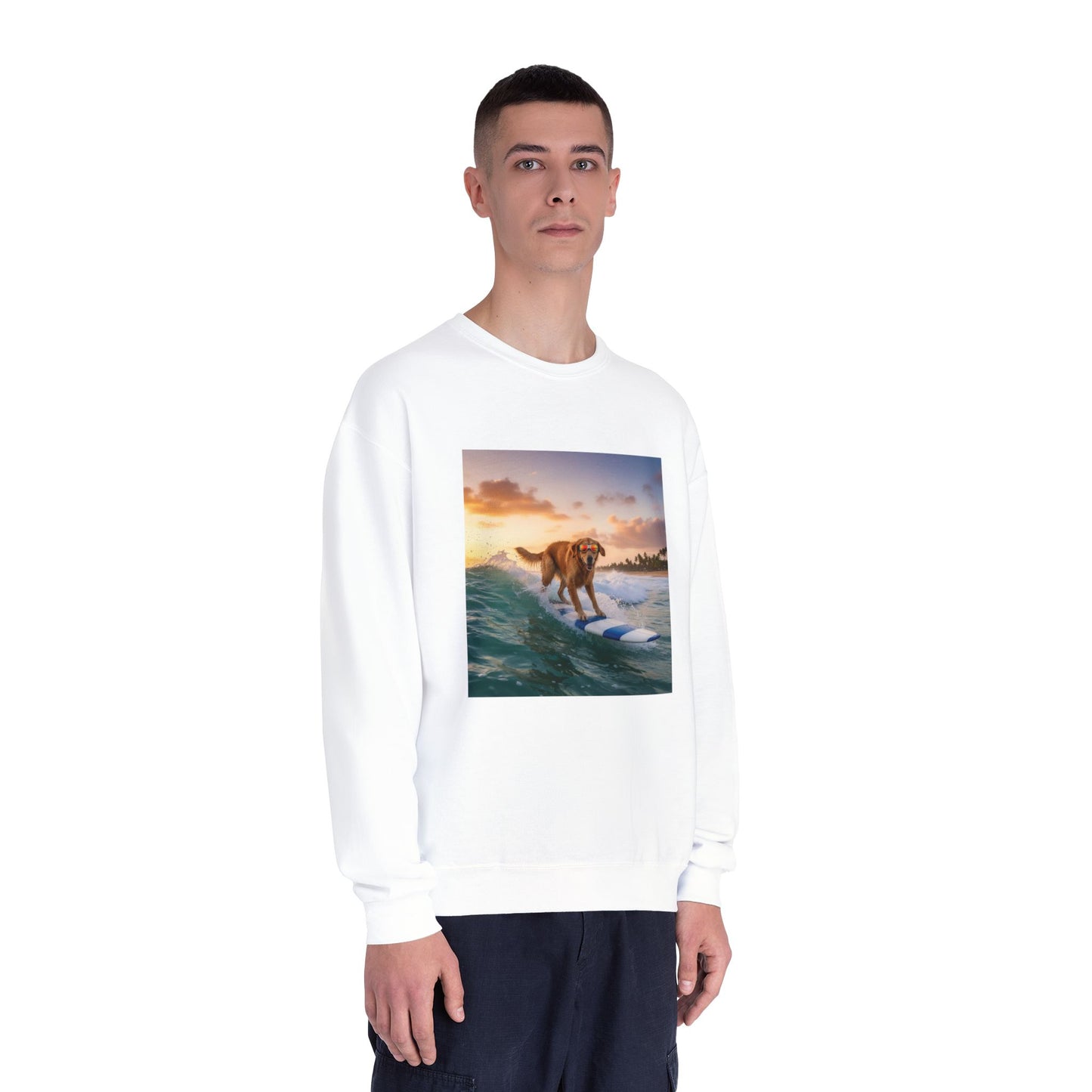 Surfing Dog Graphic Unisex NuBlend Crewneck Sweatshirt style 1