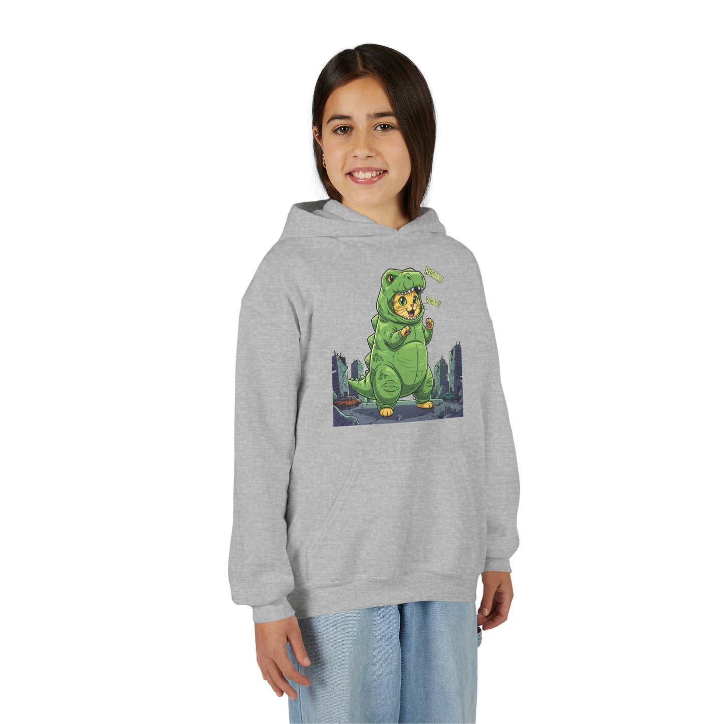 Cat cosplay Godzilla Unisex Kids Hoodie style 2