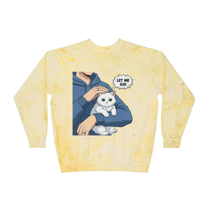 Let Me Go Cat Cozy Crewneck Sweatshirt Tie-Dye style 1