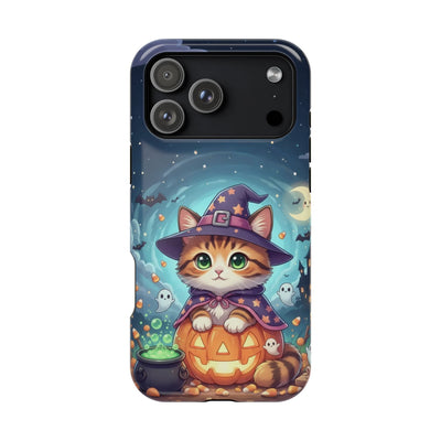 Halloween cute kitten anime style 2 Magnetic Phone Case, Cat Lover Gift, Impact-Resistant iPhone Case, Funny Pet Accessory, Unique Animal Design