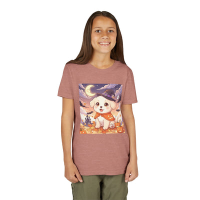 Halloween cute puppy anime style 2 Youth Tee, Short Sleeve T-Shirt, Kids Halloween Apparel, Cute Dog Tee, Fall Outfit for Children