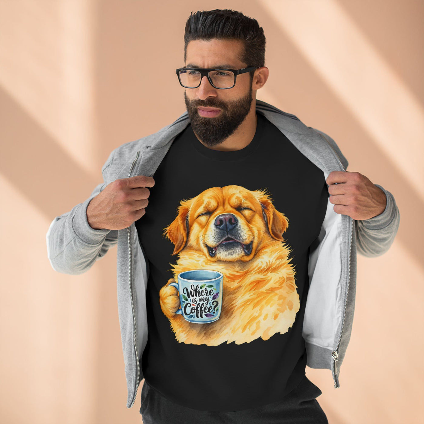 "Where is my coffee?" Dog Watercolor style 1 Unisex Crewneck Sweatshirt