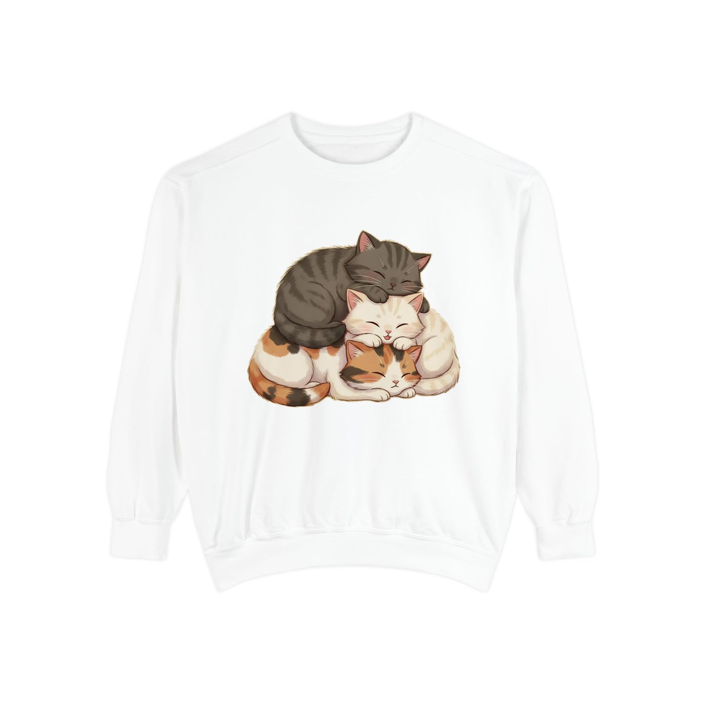 3 Cute Sleeping Cats Cozy Graphic Unisex Crewneck Sweatshirt style 3