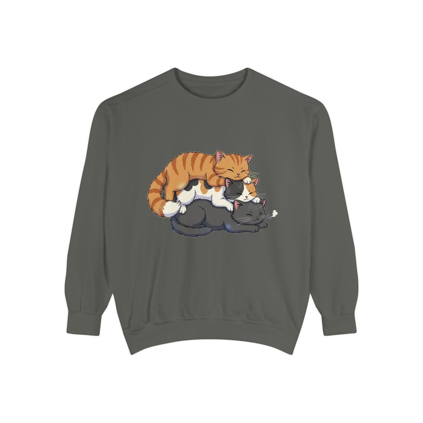 3 Cute Sleeping Cats style 6 Cozy Graphic Unisex Crewneck Sweatshirt
