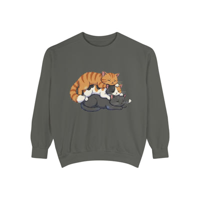 3 Cute Sleeping Cats style 6 Cozy Graphic Unisex Crewneck Sweatshirt