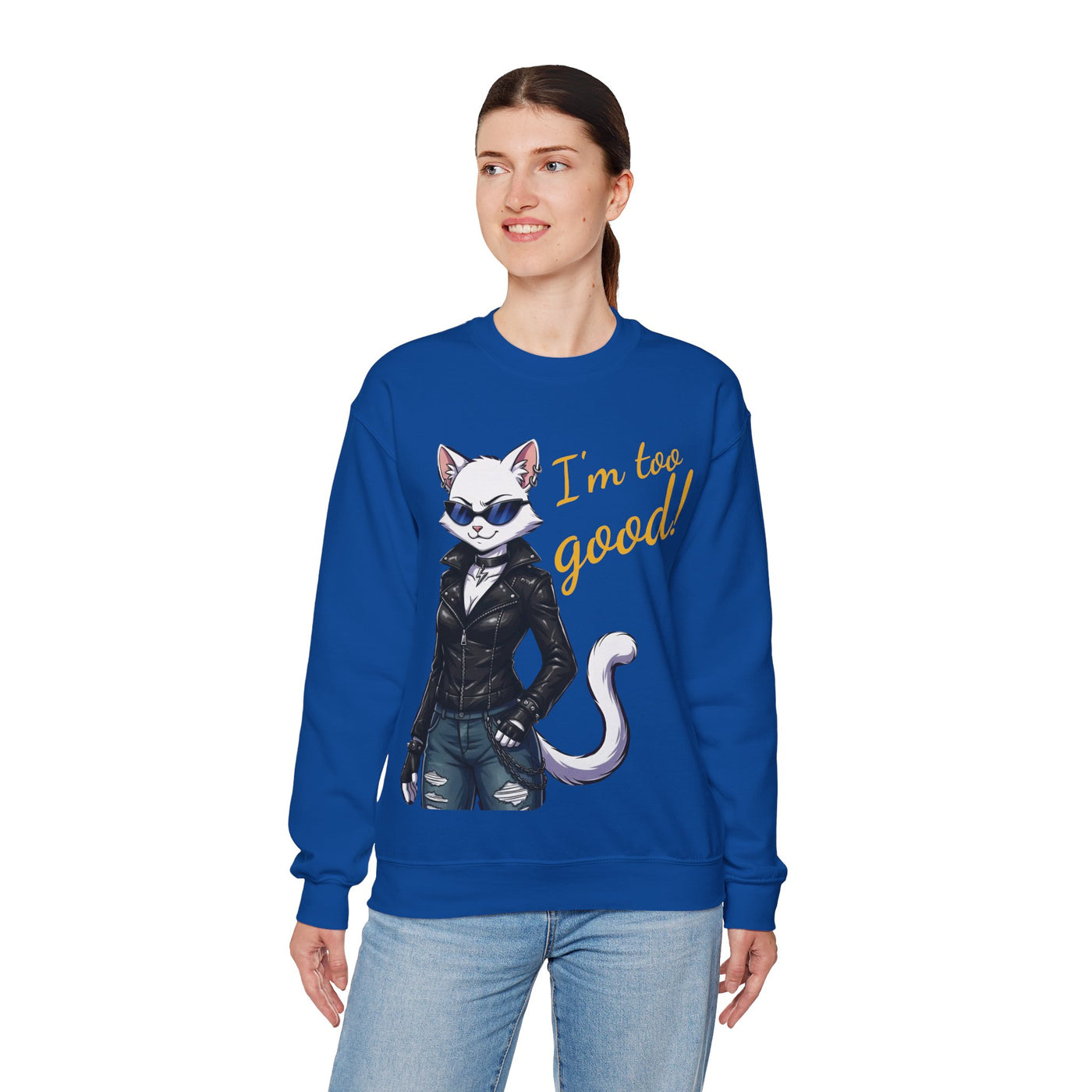 Cool Cat style 3 Unisex Crewneck Sweatshirt | Cozy Gift for Cat Lovers, Casual Wear, Unique Graphic Sweatshirt, Birthday Gift, Everyday Style