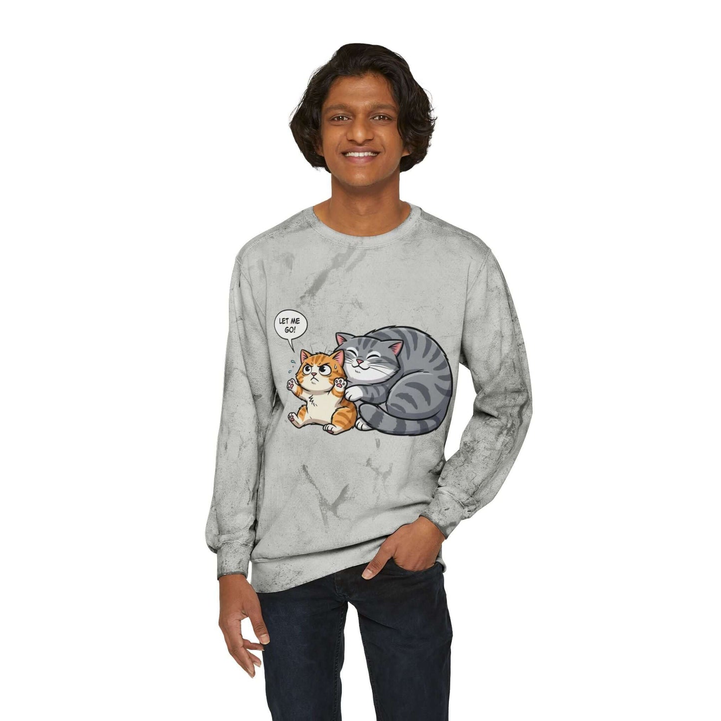 Let Me Go Cat Cozy Crewneck Sweatshirt Tie-Dye style 4