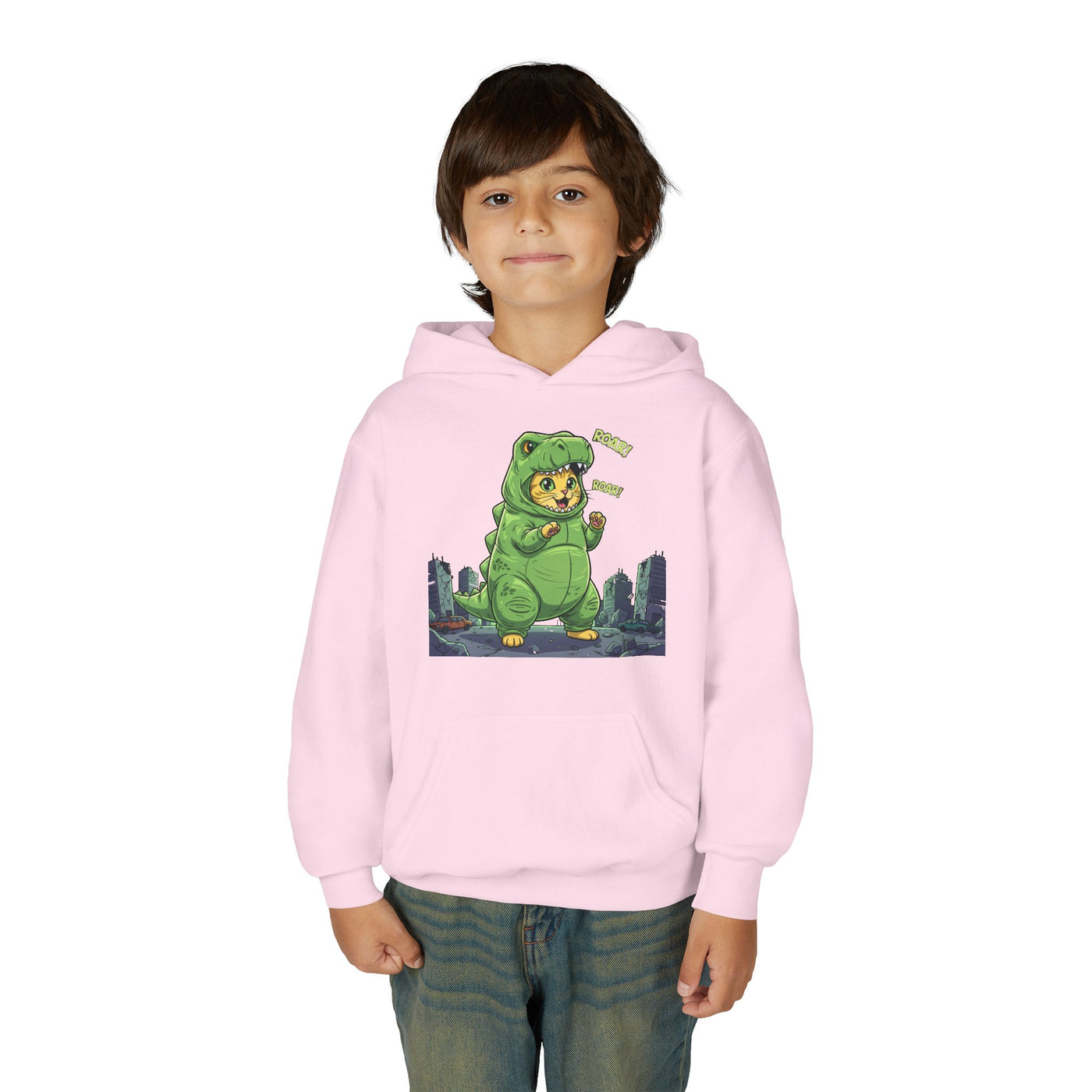 Cat cosplay Godzilla style 2 Unisex Kids Hoodie - Fun & Cozy Heavy Blend Sweatshirt with Cute Design