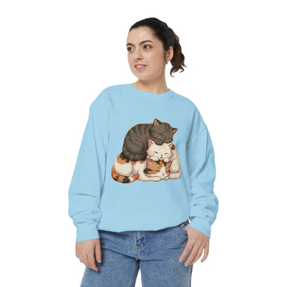 3 Cute Sleeping Cats Cozy Graphic Unisex Crewneck Sweatshirt style 3