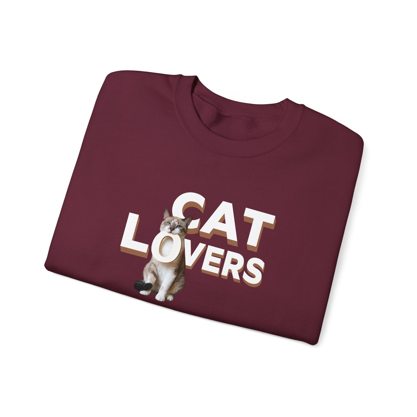 cat lovers cute kitten sweatshirt featuring a cat graphic on a cozy maroon crewneck design.