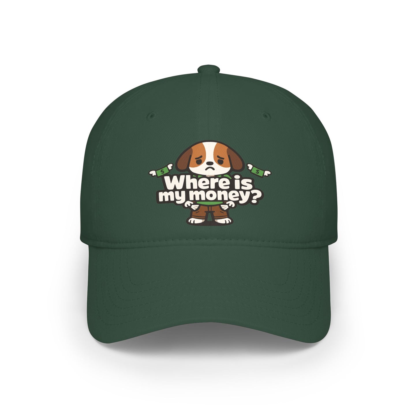 Where is my money Cute Dog Low Profile Cap Hat