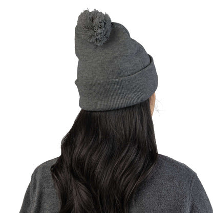 Embroidered Dog Mom Pom-Pom Knit Cap