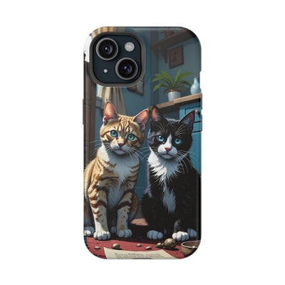 Cute Cats Magnetic Phone Case comic style 4, Cat Lover Gift, Impact-Resistant iPhone Case, Funny Pet Accessory, Unique Animal Design