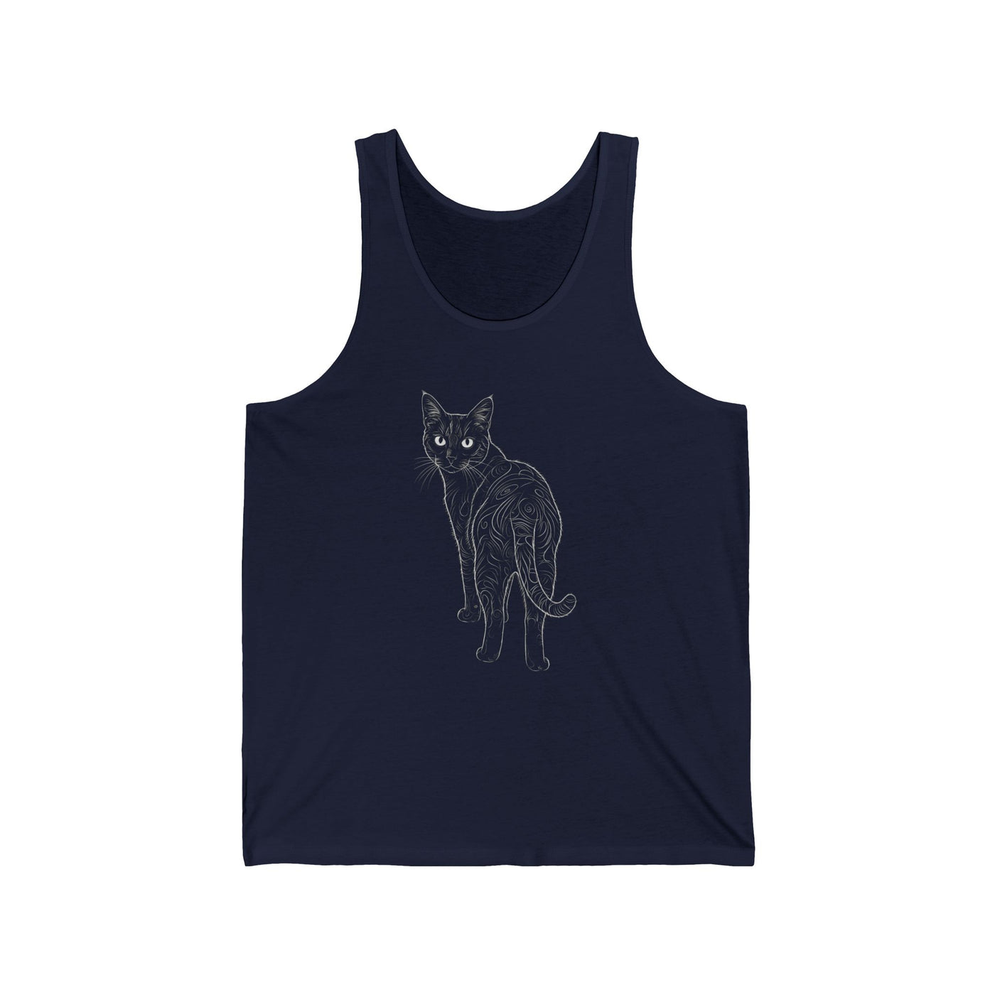 Cat Sketch Unisex Jersey Tanktop - Lightweight Fashion for Animal Lovers