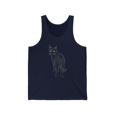 Cat Sketch Unisex Jersey Tanktop - Lightweight Fashion for Animal Lovers