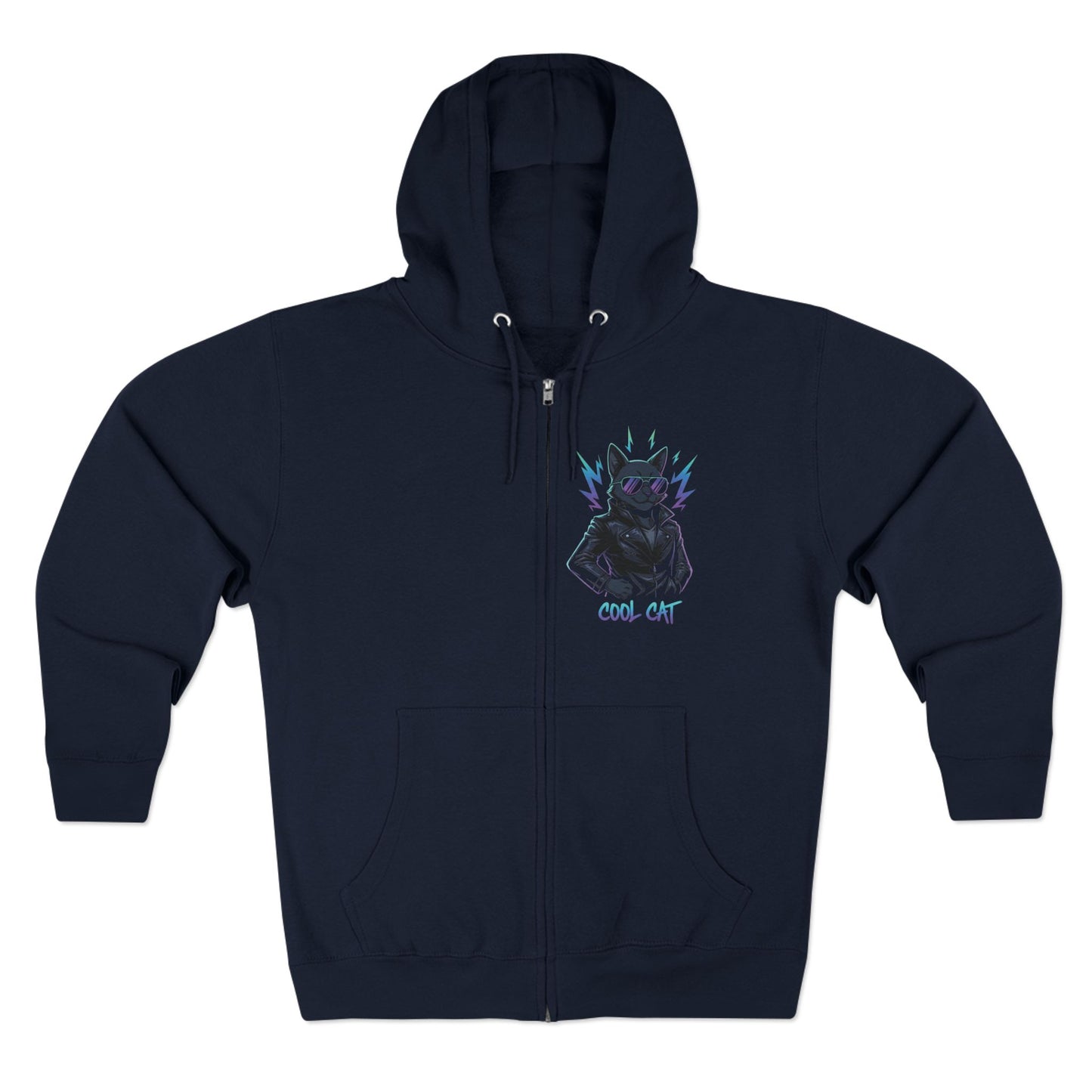 Cool Cat Streetwear Graphic Unisex Zip Hoodie