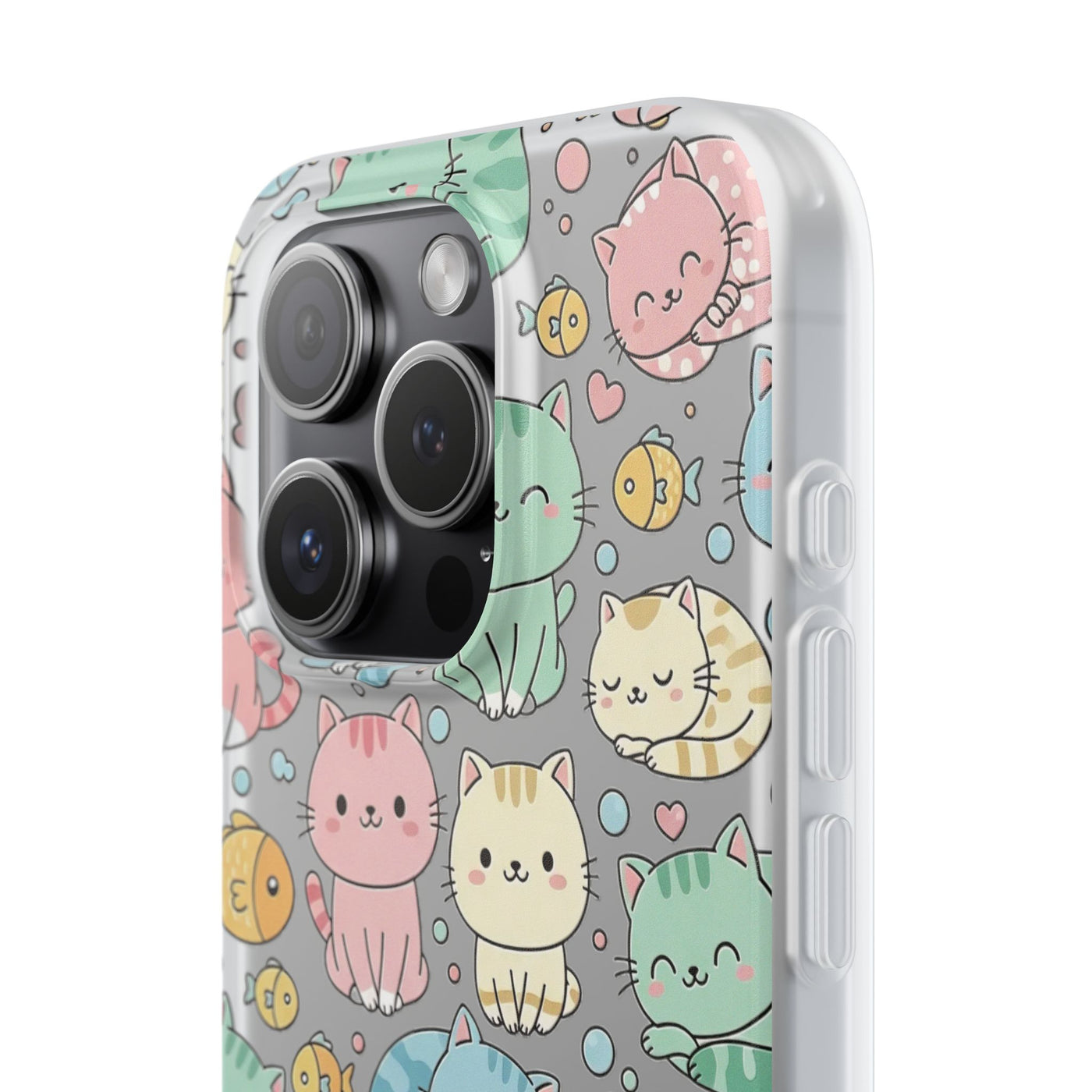 Kawaii Colorful Cat Pattern iPhone 15 / 16 / 17 series Flexi Case