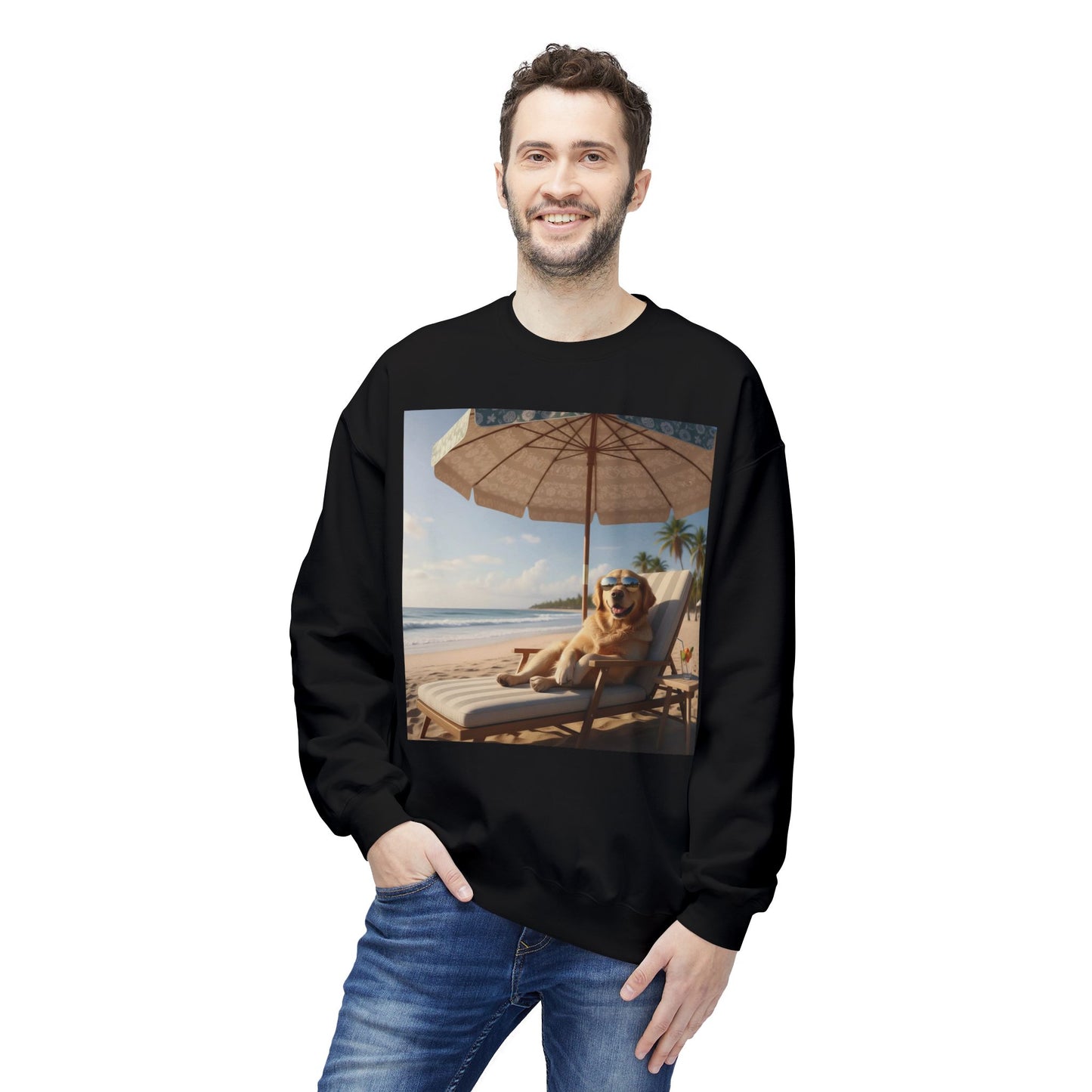 Beach Vibes Dog Graphic Unisex Crewneck Sweatshirt