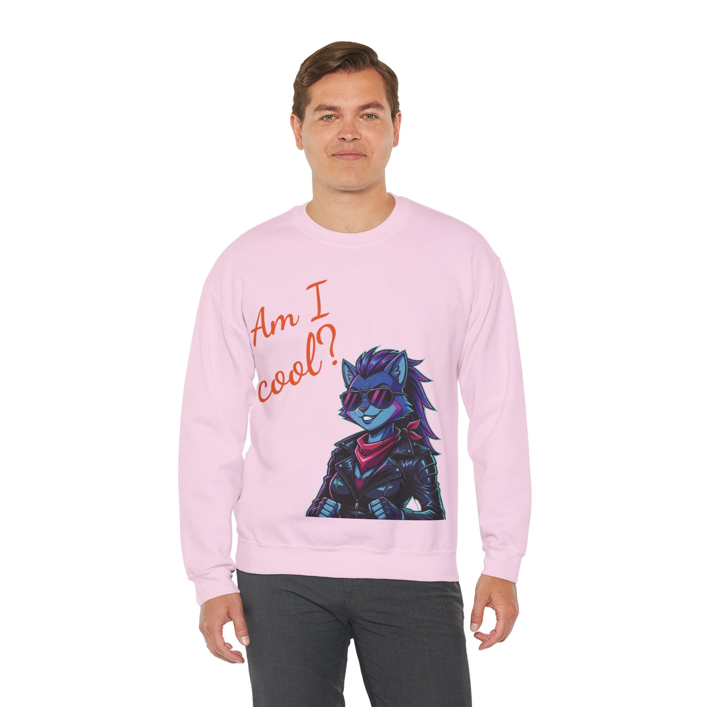 Cool Cat style 2 Unisex Crewneck Sweatshirt | Cozy Gift for Cat Lovers, Casual Wear, Unique Graphic Sweatshirt, Birthday Gift, Everyday Style