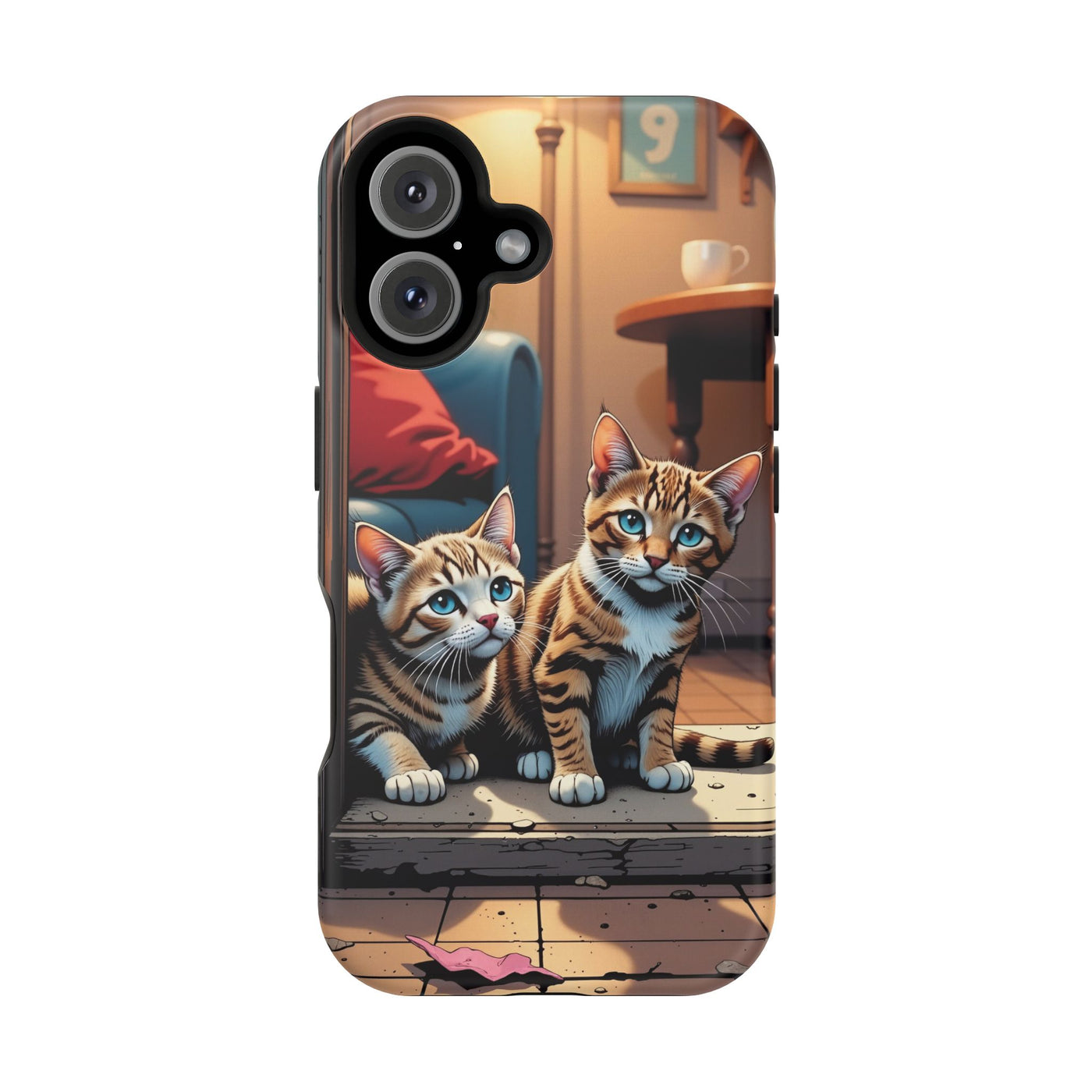 Cute Cats Magnetic Phone Case comic style 1, Cat Lover Gift, Impact-Resistant iPhone Case, Funny Pet Accessory, Unique Animal Design
