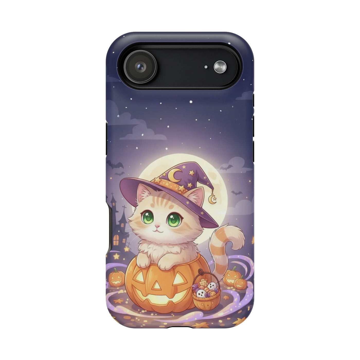 Halloween cute kitten anime style 4 Magnetic Phone Case, Cat Lover Gift, Impact-Resistant iPhone Case, Funny Pet Accessory, Unique Animal Design