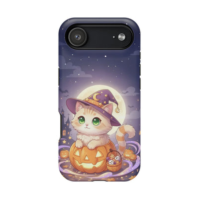 Halloween cute kitten anime style 4 Magnetic Phone Case, Cat Lover Gift, Impact-Resistant iPhone Case, Funny Pet Accessory, Unique Animal Design