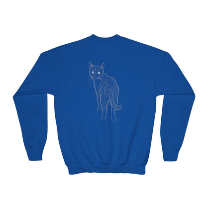Black Cat - Cozy Unisex Youth Crewneck Sweatshirt style 1