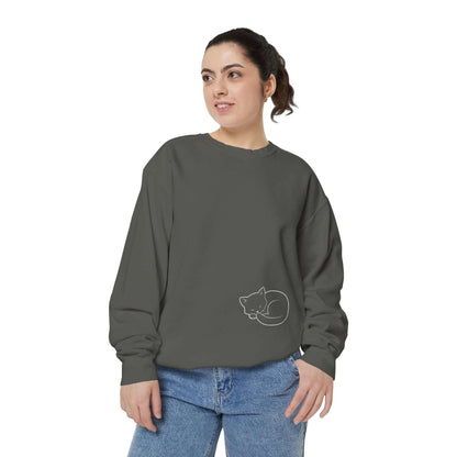 Sleeping cat shadow Graphic Unisex Crewneck Sweatshirt style 1 White