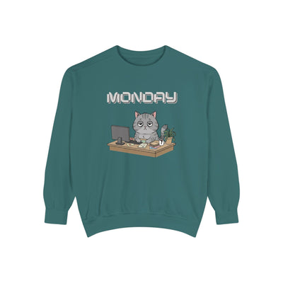 Monday Face Cat Stares Blankly Unisex Crewneck Sweatshirt style 2