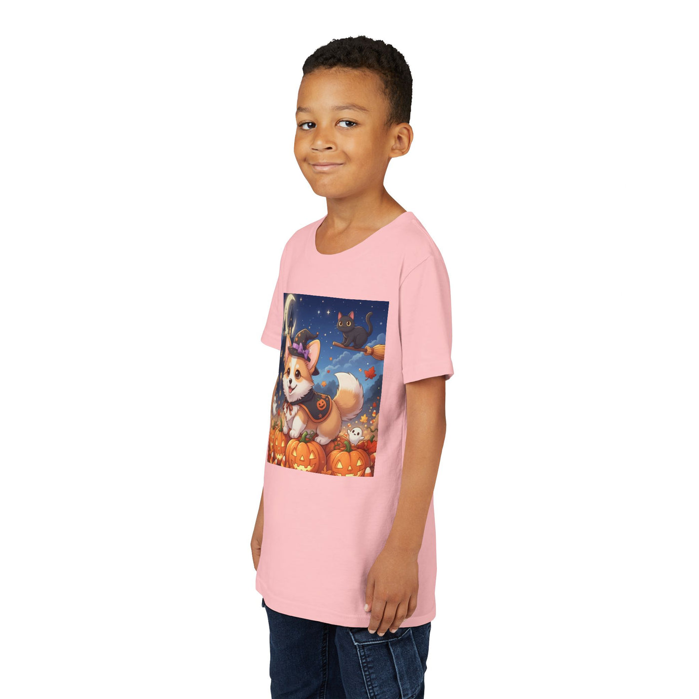 Halloween cute puppy anime style 4 Youth Tee, Short Sleeve T-Shirt, Kids Halloween Apparel, Cute Dog Tee, Fall Outfit for Children