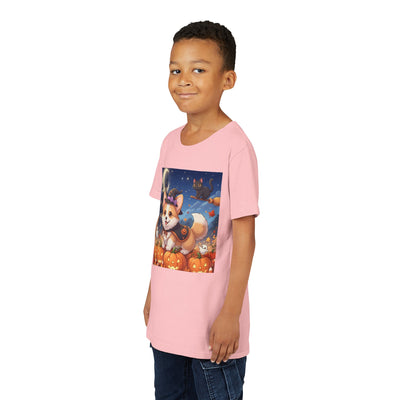 Halloween cute puppy anime style 4 Youth Tee, Short Sleeve T-Shirt, Kids Halloween Apparel, Cute Dog Tee, Fall Outfit for Children