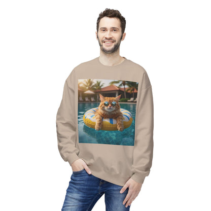 Swimming Pool Vibes Graphic Cat Unisex Crewneck Sweatshirt