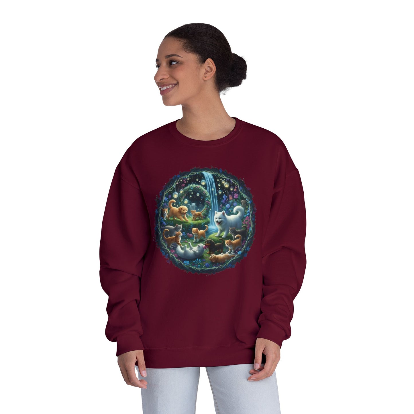 Cats & Dogs Happy Garden Unisex NuBlend Crewneck Sweatshirt style2