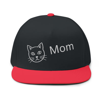 Stylish Embroidered Cat Mom Flat Bill Cap style 2