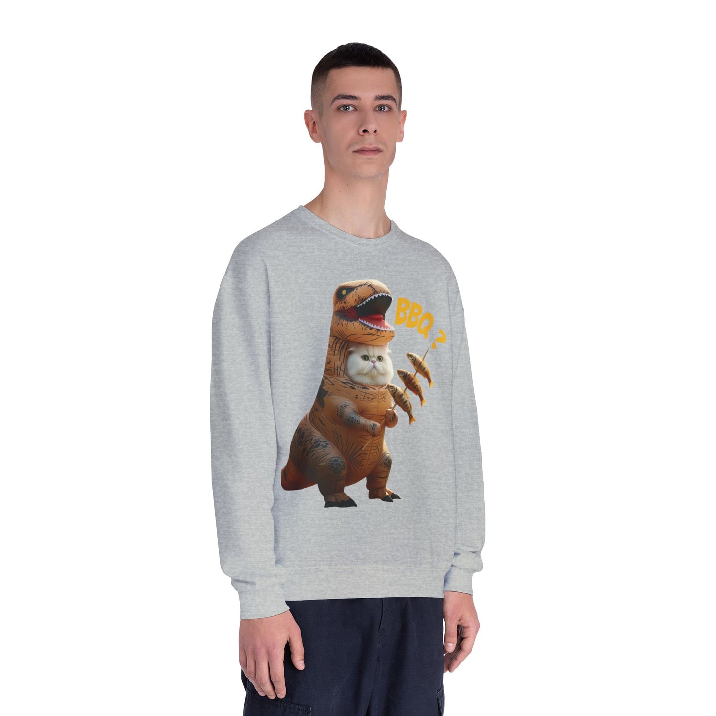 Tyrannosaurus Cat BBQ Unisex NuBlend Crewneck Sweatshirt