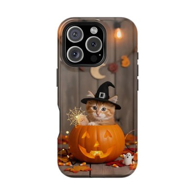 Halloween cute kitten photo style 2 Magnetic Phone Case, Cat Lover Gift, Impact-Resistant iPhone Case, Funny Pet Accessory, Unique Animal Design