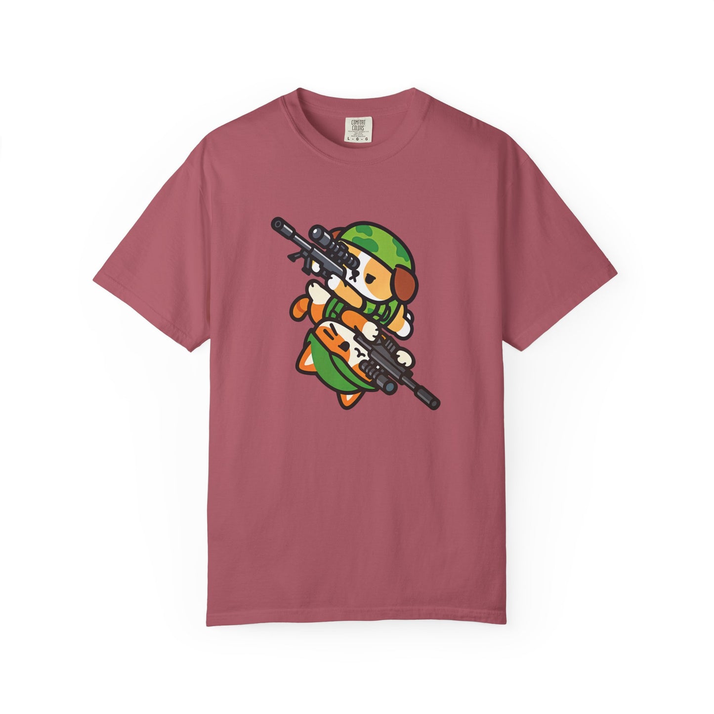 Cute Soldier Sniper Dog & Cat Unisex Graphic T-Shirt