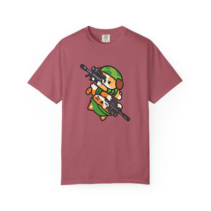 Cute Soldier Sniper Dog & Cat Unisex Graphic T-Shirt