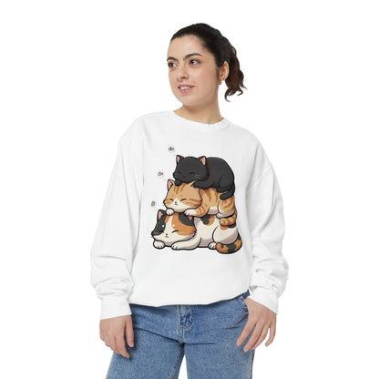 3 Cute Sleeping Cats Cozy Graphic Unisex Crewneck Sweatshirt style 8