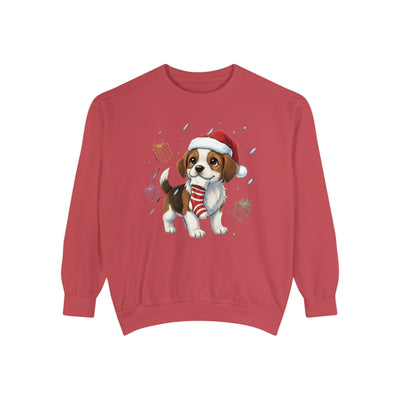 Cute Puppy waiting for Christmas presents style 6 Cozy Graphic Unisex Crewneck Sweatshirt