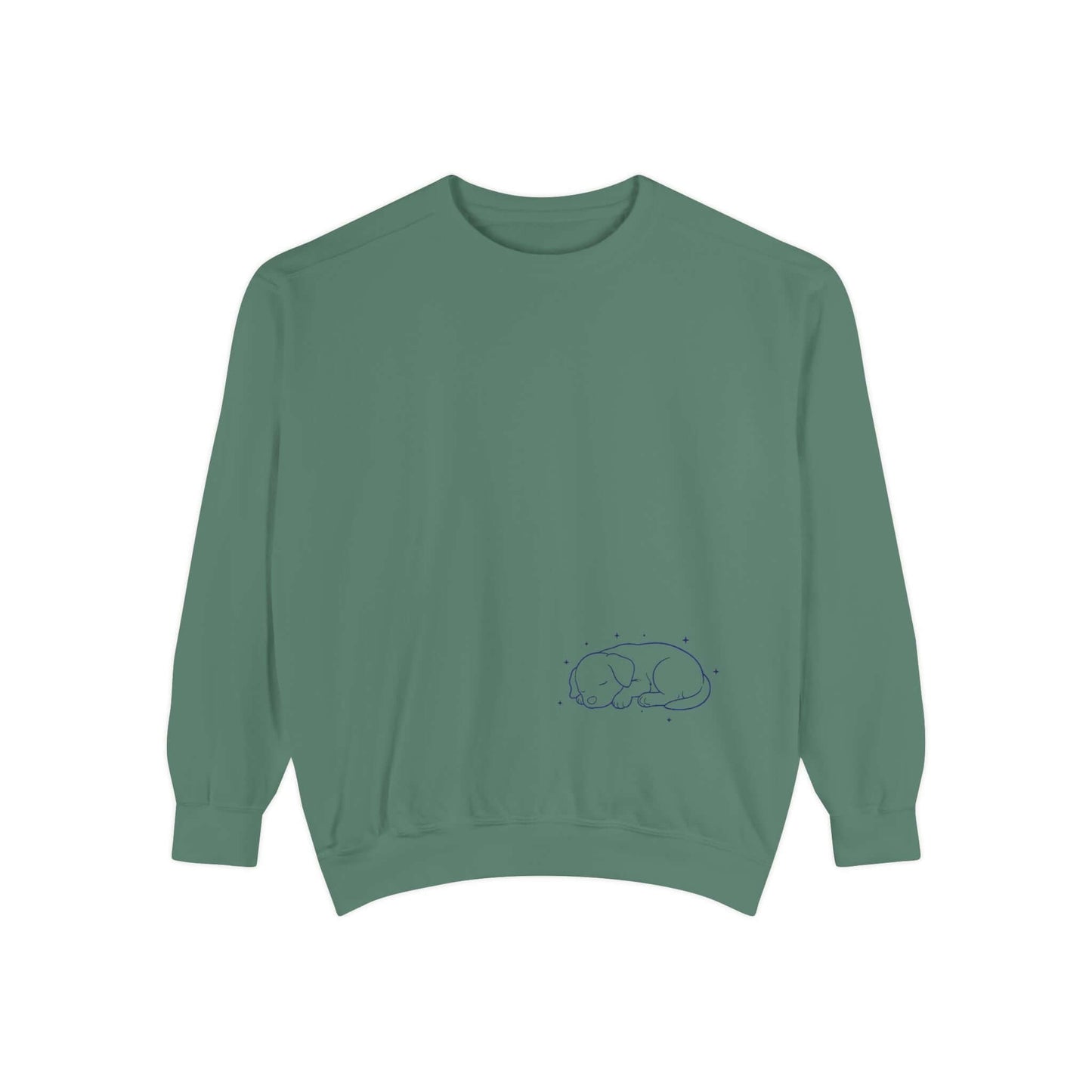 Sleeping dog shadow Cozy Graphic Unisex Crewneck Sweatshirt - Blue