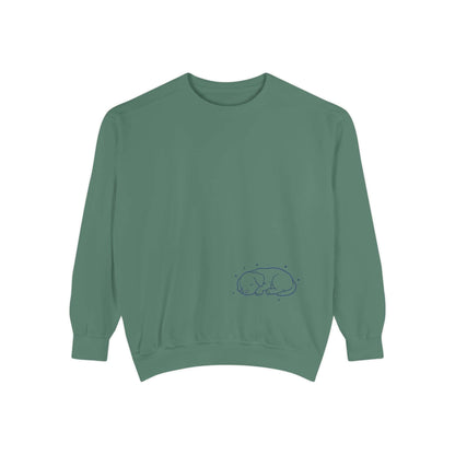 Sleeping dog shadow Cozy Graphic Unisex Crewneck Sweatshirt - Blue
